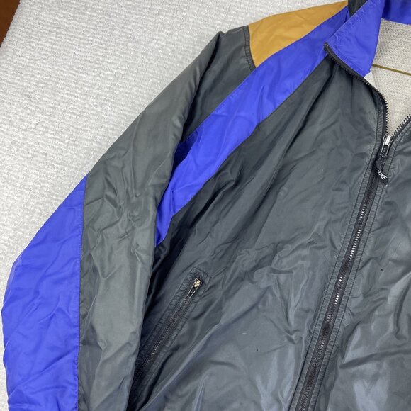 VTG 90s Nike Purple Gold Black Color Block Hooded Windbreaker Jacket Men Read* - Picture 3 of 16